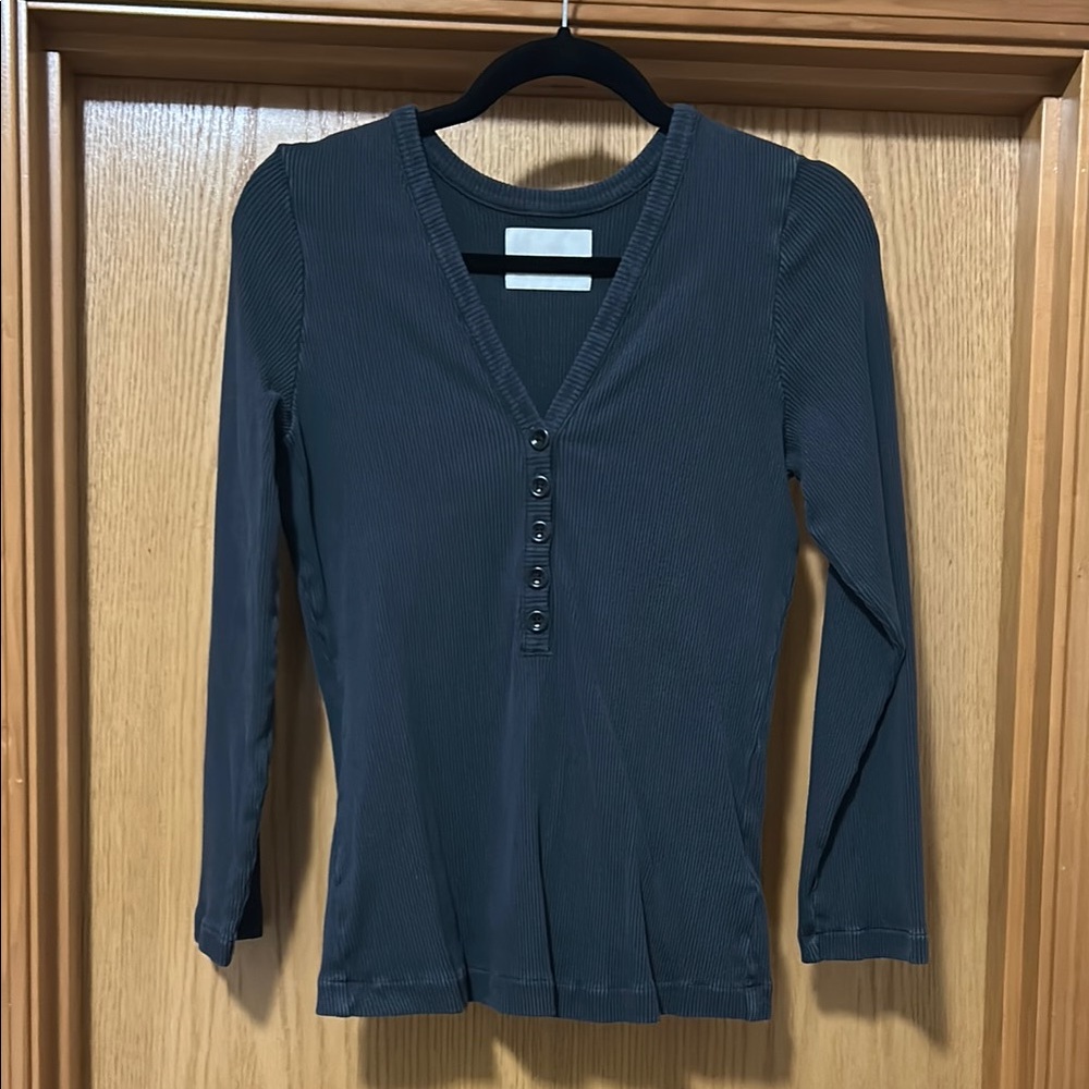 Citizens Of Humanity Blue Fitted 3/4 Sleeve Henley